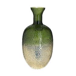 Zeleno-zlatá skleněná váza InArt Crackles, výška 30 cm