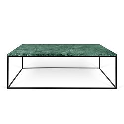 Zelený mramorový konferenční stolek s černými nohami TemaHome Gleam, 120 cm