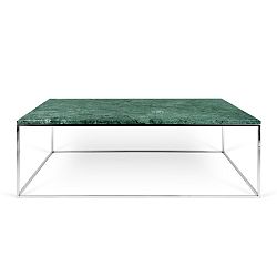 Zelený mramorový konferenční stolek s chromovými nohami TemaHome Gleam, 120 cm