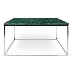 Zelený mramorový konferenční stolek s chromovými nohami TemaHome Gleam, 75 cm