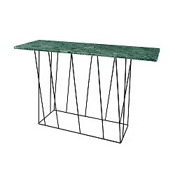 Zelený mramorový konzolový stolek s černými nohami TemaHome Helix