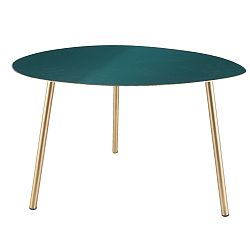 Zelený příruční stolek s pozlacenými nohami Leitmotiv Ovoid, 64 x 58 x 42 cm