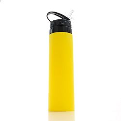 Žlutá silikonová sportovní lahev InnovaGoods Hidralyne