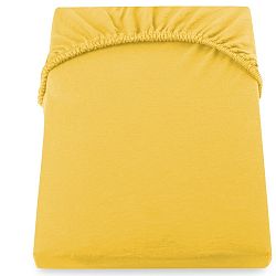 Žluté prostěradlo DecoKing Amber Collection, 220-240 x 200 cm