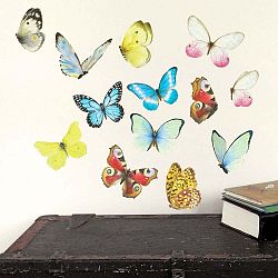 Znovu snímatelná samolepka Watercolor Butterflies, 40 x 30 cm