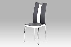 Autronic Jídelní židle AC-2202 GREY, koženka šedá+bílá/chrom 