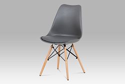 Autronic Jídelní židle CT-741 GREY, šedý plast / šedá koženka / natural 