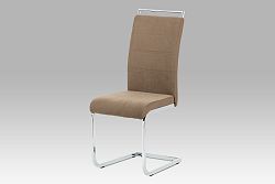 Autronic Jídelní židle lanýžová látka + hnědá koženka / chrom DCL-966 LAN2