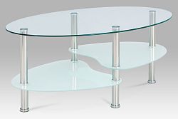 Autronic Konferenční stolek GCT-301 MIL1, čiré sklo / mléčné sklo / leštěný nerez 