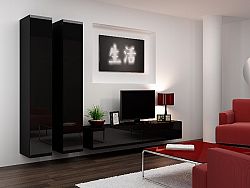 CAMA Obývací stěna VIGO 4 A, černá/černý lesk