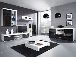 CAMA *SAMBA C, obývací stěna, bílá/černý lesk