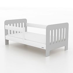 Dětská postel se zábranou STAPELIAN 140x70 cm, bílá/šedá