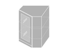Extom EMPORIUM, skříňka horní rohová prosklená W 10S/60, korpus: grey, barva: grey stone