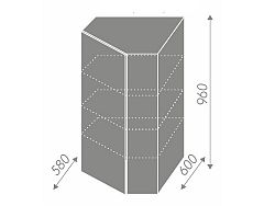 Extom PLATINUM, skříňka horní rohová W4/10 60, korpus: grey, barva: white