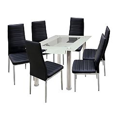 Idea Jídelní stůl VENEZIA + 6 židlí MILÁNO černá