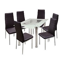 Idea Jídelní stůl VENEZIA + 6 židlí MILÁNO hnědá