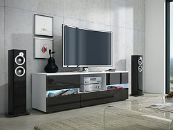 MORAVIA FLAT GLOBAL 2 televizní stolek, bílá/černý lesk