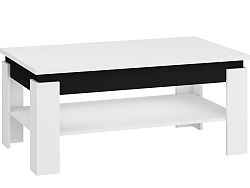 MORAVIA FLAT Konferenční rozkládací stolek BOSTON, bílá/černý lesk