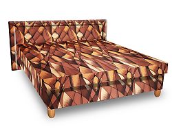 Smartshop Čalouněná postel IVA 140x200 cm, hnědožlutá látka