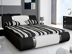Smartshop Čalouněná postel RIVA II 160x200 cm, bílá ekokůže/černá ekokůže