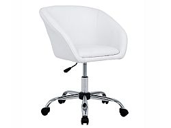 Smartshop Designové kancelářské křeslo LENER s výškov nastavitelným otočným sedadlem, bílá ekokůže/chromovaná