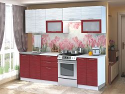 Smartshop Kuchyně VALERIA 200/260 cm červený + bílý lesk