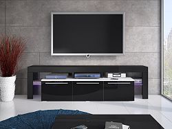 Smartshop Televizní stolek RTV BETA 150 Plus, bílá/černý lesk