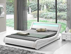 Tempo Kondela FILIDA čalouněná postel s roštem a LED osvětlením  160x200 cm, bílá
