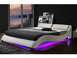 Tempo Kondela PASCALE čalouněná postel s roštem a LED osvětlením  160x200 cm, bílá