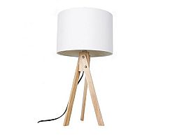 Bílá stolní lampa, přírodní dřevo, LILA Typ 1