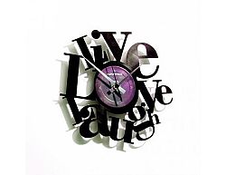 Designové nástěnné hodiny Discoclock 007 Live Love Laugh 30cm
