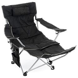 Divero Kempingová židle s odnímatelnou podnožkou, černá