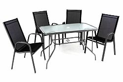 Garthen 40751 Zahradní skládací set stůl + 4 stohovatelné židle - černá