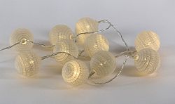 LED světelná dekorace - háčkovaná koule - 10 LED teple bílé