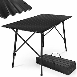 MIADOMODO Skládací kempingový stůl, 90 x 45 x 53 cm, černá