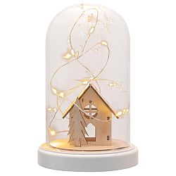 Nexos Vánoční svítící dekorace kopule - domek, 10 LED, teple bílá