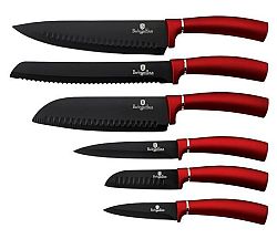 Sada nožů s nepřilnavým povrchem, 6 ks, metalická červená
