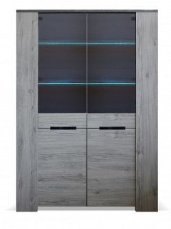 Vitrína Glen (2x dveře, figaro, beton)