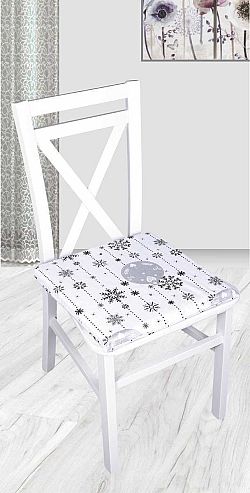 Forbyt, Sedák na židli, Vločka a baňka, bíločerná, 40 x 40 cm