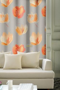 Závěs dekorační, OXY Květy 150 cm, oranžový