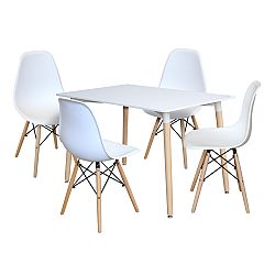 Jídelní stůl 120x80 UNO bílý + 4 židle UNO bílé