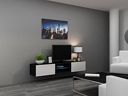 Cama Televizní stolek VIGO Glass 180 - černá/bílá