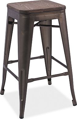 Casarredo Barová kovová židle LONG grafit/tm.ořech