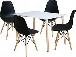 Idea Jídelní stůl 120x80 UNO bílý + 4 židle UNO černé