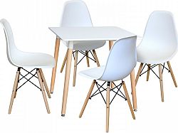 Idea Jídelní stůl 80x80 UNO bílý + 4 židle UNO