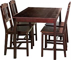 Idea Stůl + 4 židle 8849 tmavohnědý lak