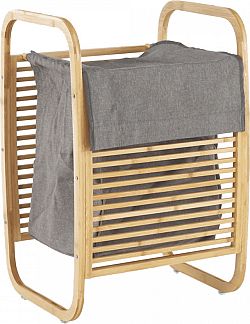 Tempo Kondela Koš na prádlo POKO, přírodní bambus/šedá + kupón KONDELA10 na okamžitou slevu 3% (kupón uplatníte v košíku)