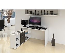 Tempo Kondela PC stůl NOE NEW - bílá / černá + kupón KONDELA10 na okamžitou slevu 10% (kupón uplatníte v košíku)