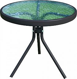 Tempo Kondela Zahradní konferenční stolek HABIR - ocel / tvrzené sklo + kupón KONDELA10 na okamžitou slevu 3% (kupón uplatníte v košíku)