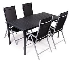 MODERNHOME Sada zahradního nábytku - stůl + 4 židle Melok šedá